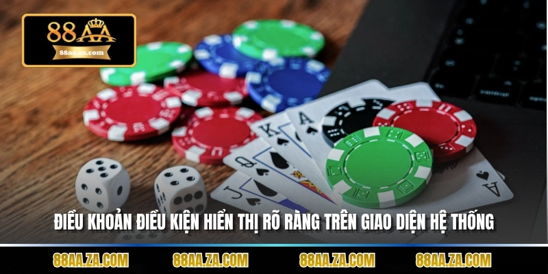 Điều khoản điều kiện hiển thị rõ ràng trên giao diện hệ thống.